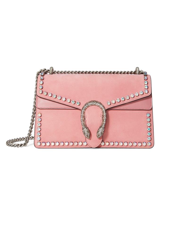 Gucci Dionysus Suede Shoulder Bag With Crystals - Pink & Purple