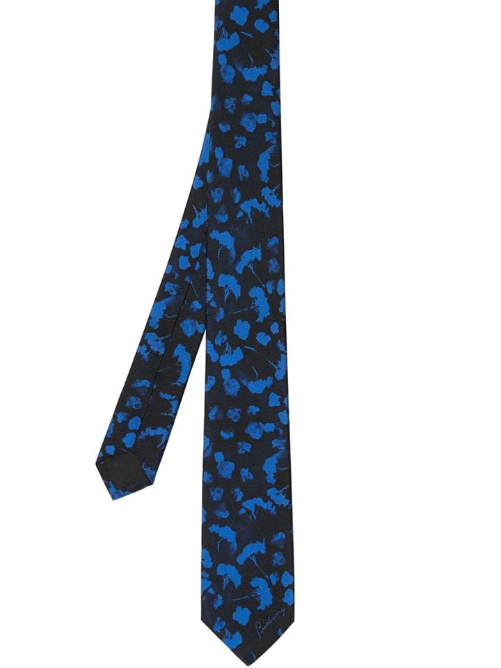 Burberry Slim Cut Floral Silk Jacquard Tie - Blue