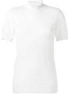 3.1 Phillip Lim Perforated Knit Top, Women's, Size: Medium, White, Polyester/wool