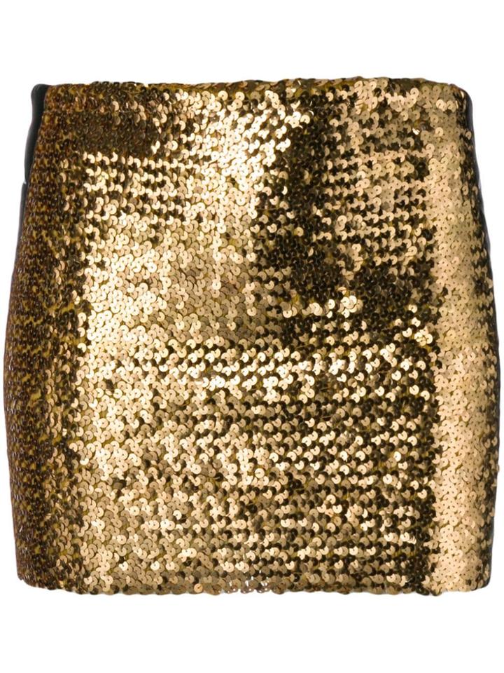 Faith Connexion Kappa Band Sequin Mini Skirt - Yellow & Orange