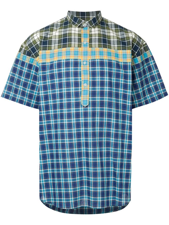 Kolor Shortsleeveled Checked Shirt - Blue