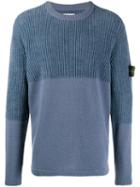 Stone Island Ribbed Panel Jumper - Blue