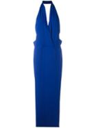 Tom Ford - Halterneck Long Dress - Women - Silk - 40, Blue, Silk