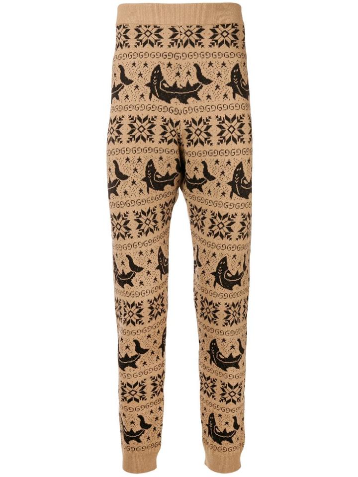 Gucci Embroidered Knitted Trousers - Brown