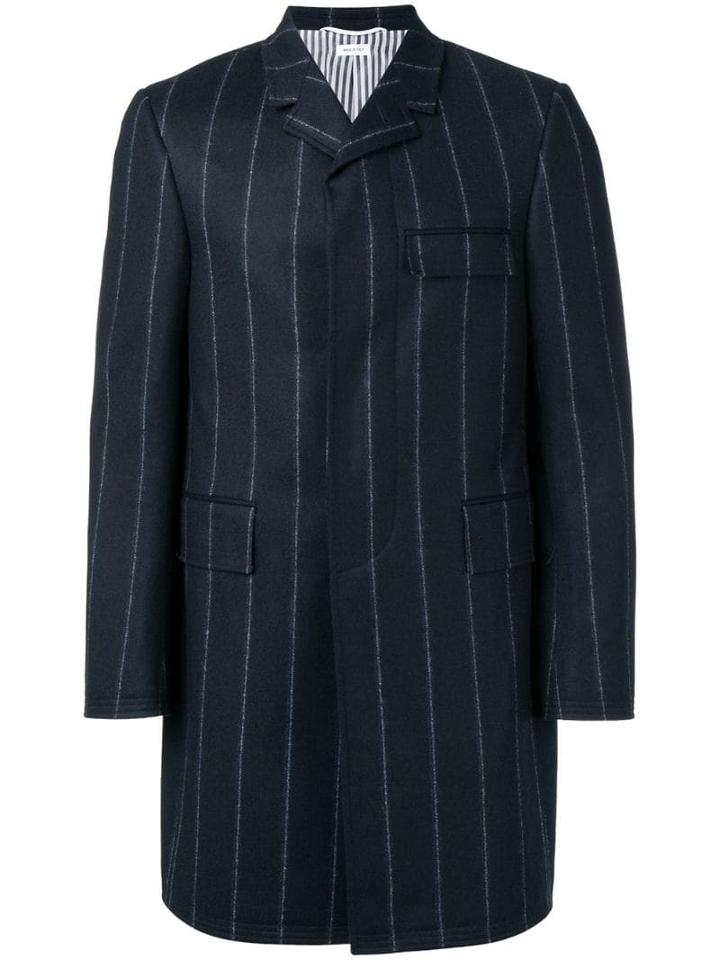 Thom Browne Shadow Stripe Chesterfield - Blue