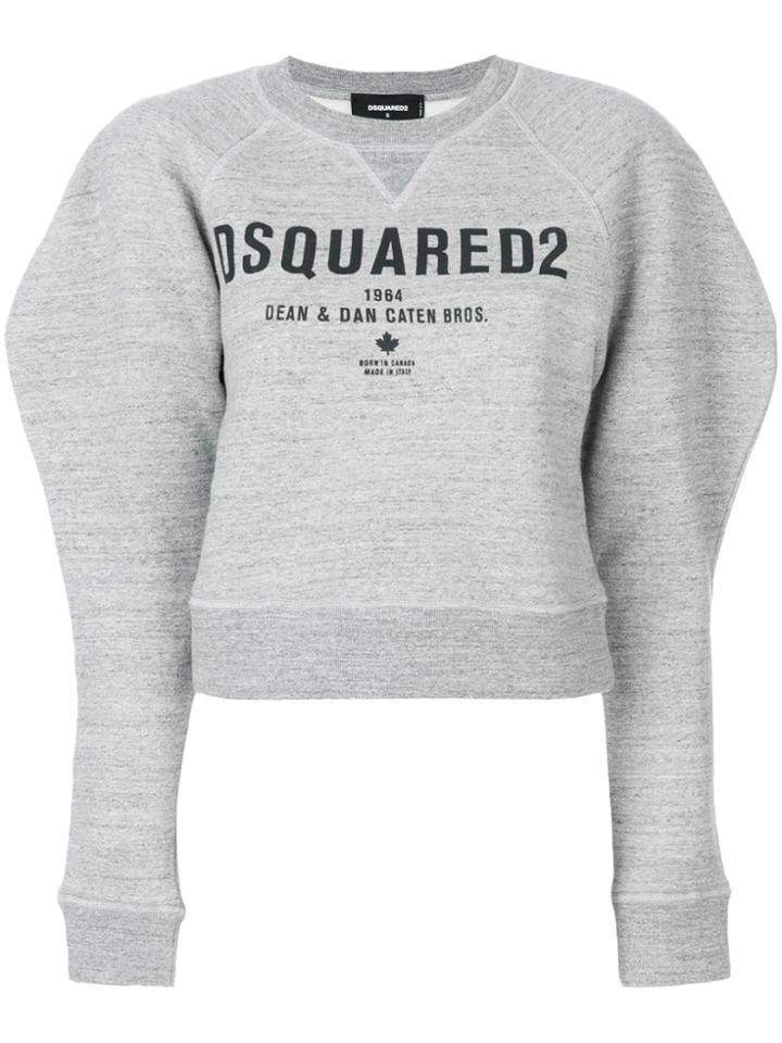 Dsquared2 Logo Print Puff Sleeve Sweatshirt - Grey