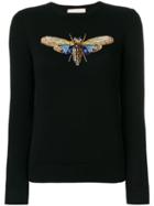 Gucci Moth Embroidered Sweater - Black
