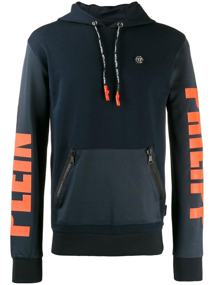 Philipp Plein Logo Print Hoodie - 24 Navy