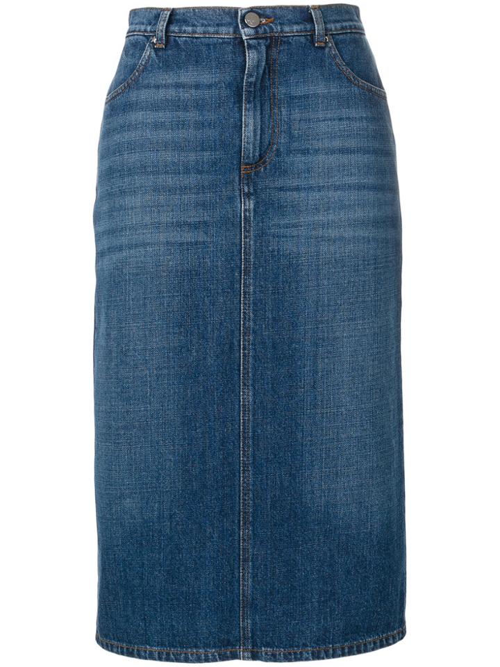 Alexa Chung Stonewashed Denim Skirt - Blue