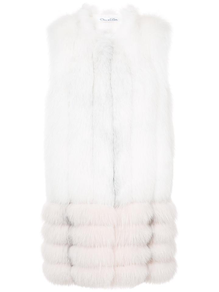 Oscar De La Renta Two-tone Sleeveless Coat - White