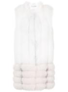 Oscar De La Renta Two-tone Sleeveless Coat - White