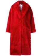 Msgm Long Concealed Front Coat - Red