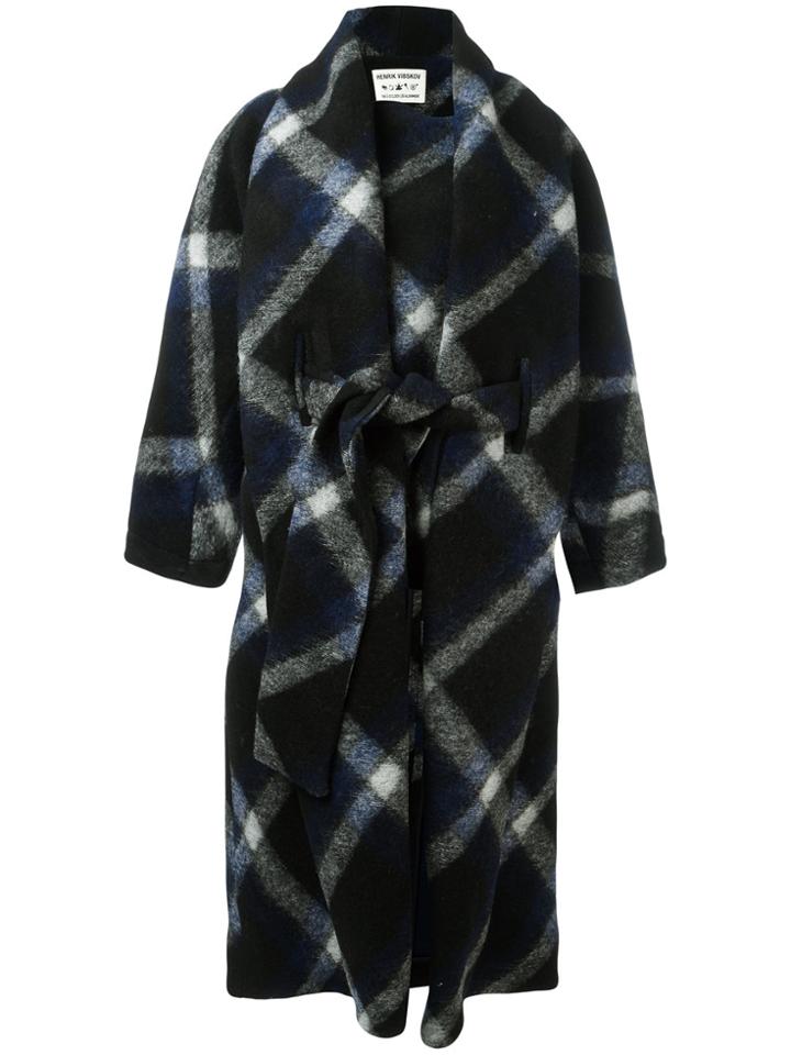 Henrik Vibskov Pipe Checked Long Coat - Blue