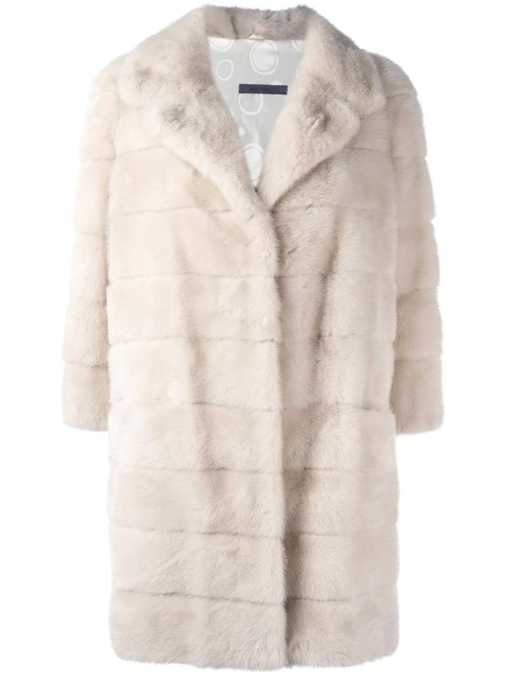 Simonetta Ravizza 'barc' Fur Coat, Women's, Size: 44, Nude/neutrals, Silk/mink Fur