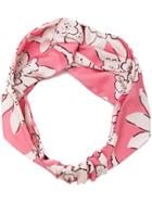 Valentino Floral Print Hairband - Pink & Purple