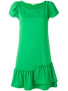 P.a.r.o.s.h. Asymmetric Ruffle Shift Dress, Size: Large, Green, Polyester