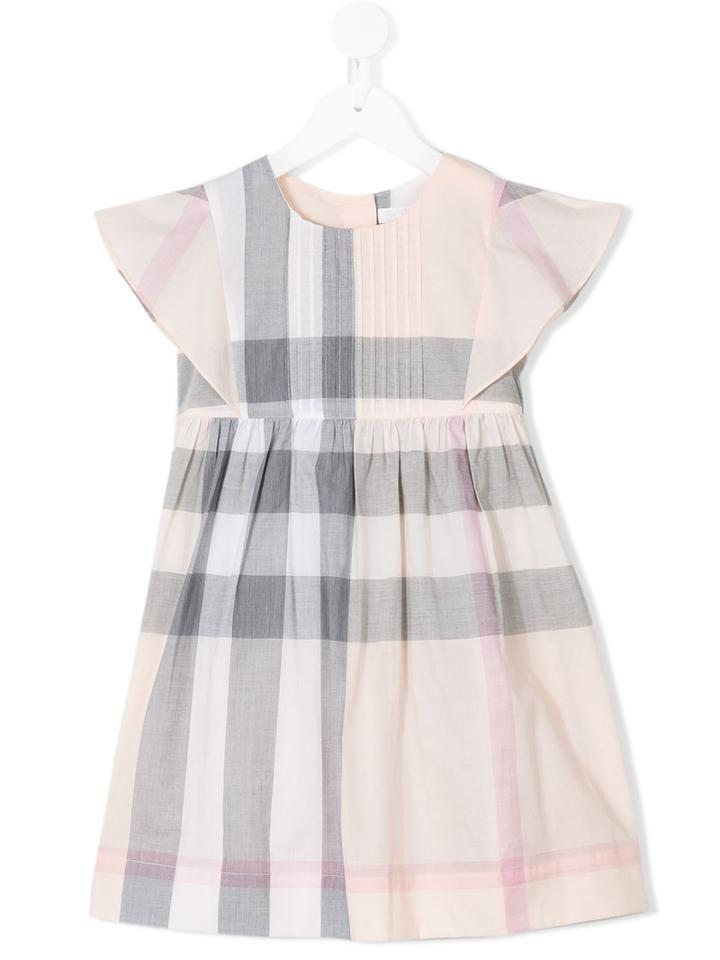 Burberry Kids Checkered Dress, Girl's, Size: 6 Yrs, Yellow/orange