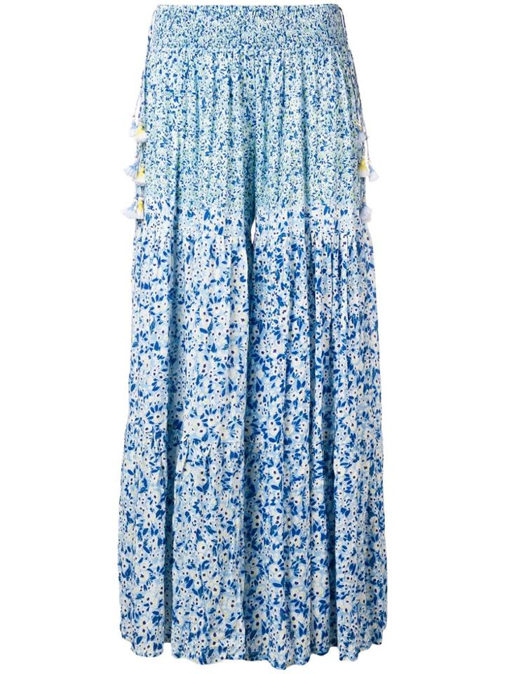 Poupette St Barth Printed Tassel Palazzo Pants - Blue