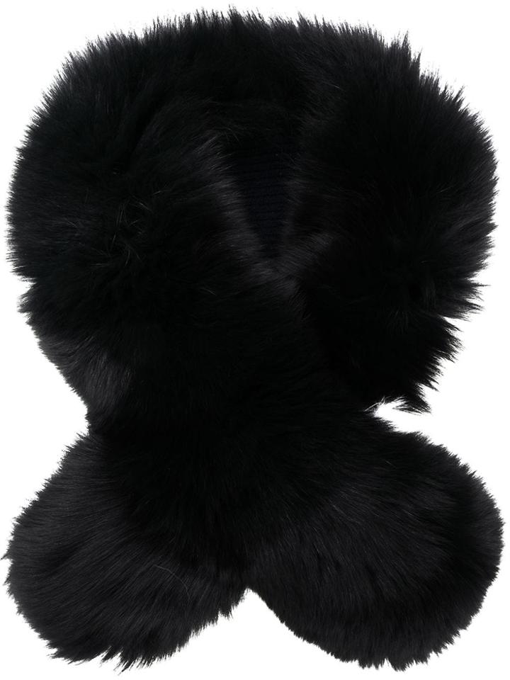 N.peal Contrast Fur Scarf - White