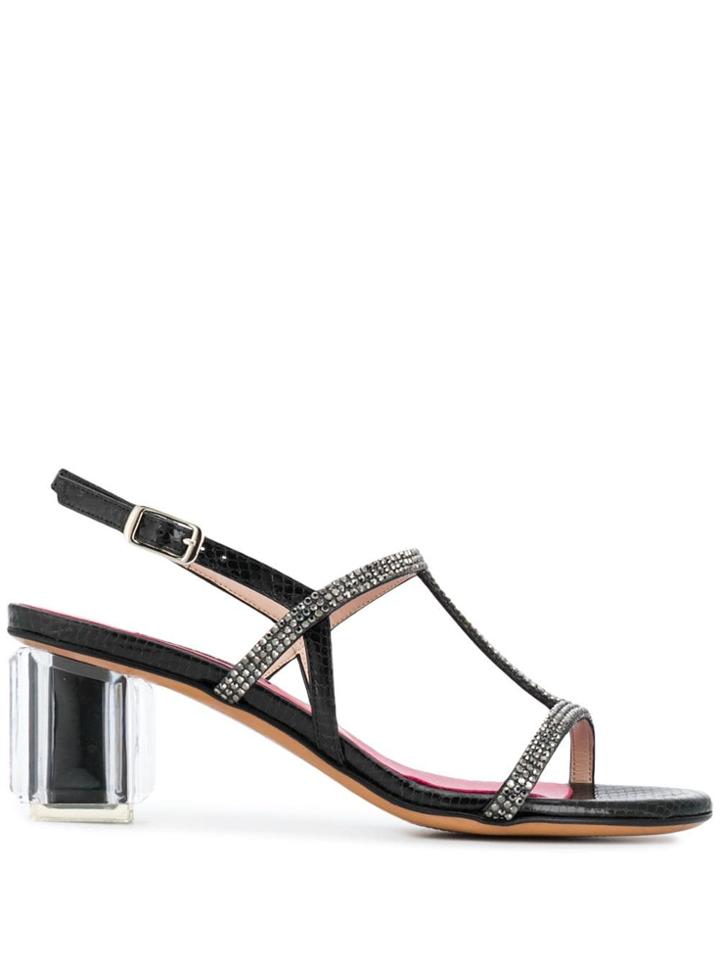 Albano Embellished Strap Sandals - Black