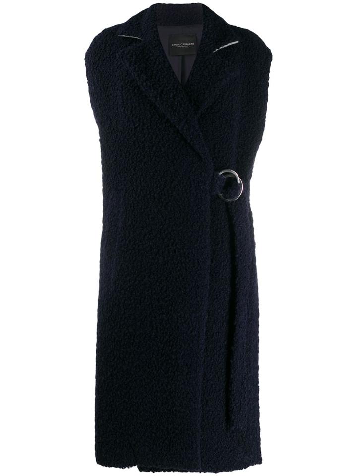 Erika Cavallini Shearling Mid-length Gilet - Blue