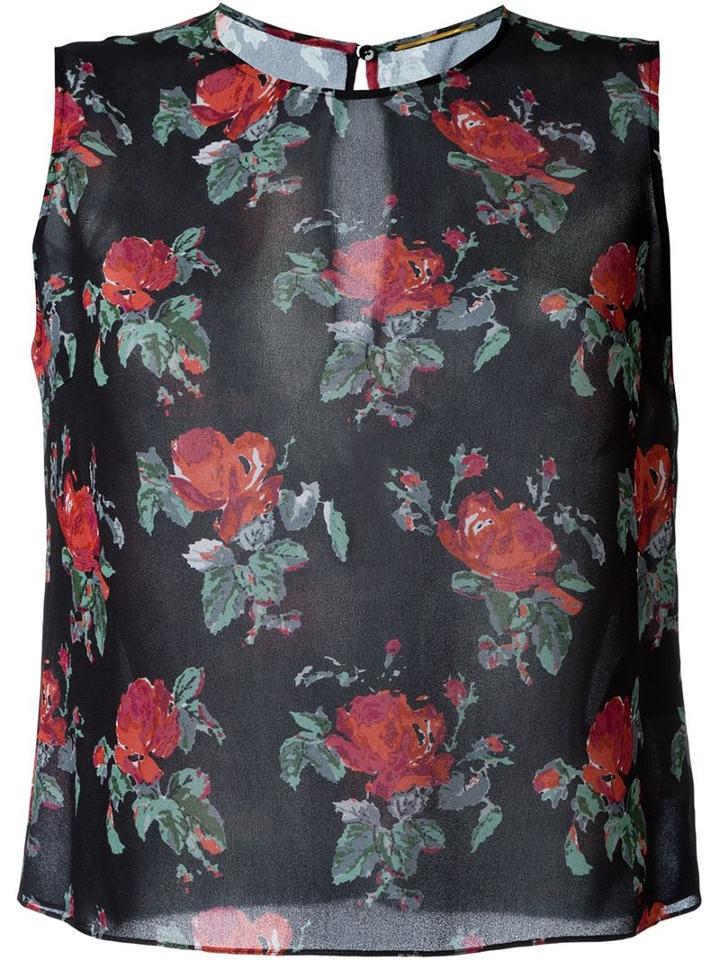 Saint Laurent Rose Print Tank Top