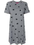 Mcq Alexander Mcqueen - Flocked Swallow Dress - Women - Cotton - L, Grey, Cotton