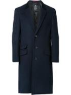 Loveless Flap Pockets Mid Coat, Men's, Size: 2, Blue, Polyester/rayon/lambs Wool