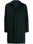 A.p.c. Plaid Single Breasted Coat - Green