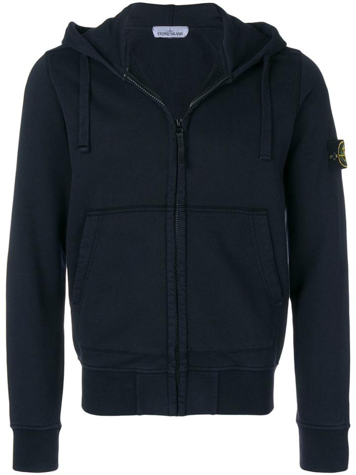 Stone Island Garment Dyed Zip Hoodie - Blue