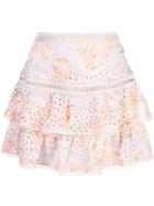 Alice+olivia Floral Embroidered Ruffle Skirt - Multicolour
