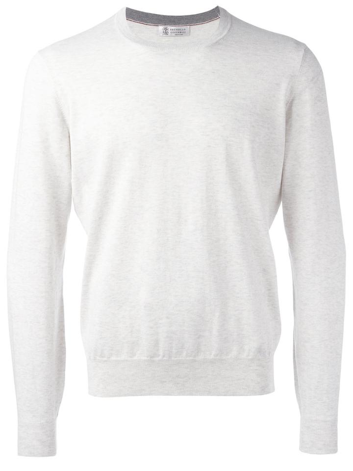 Brunello Cucinelli Ribbed Trim Sweatshirt, Size: 52, Nude/neutrals, Cotton