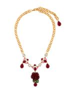 Dolce & Gabbana Crystal Rose Necklace - Metallic