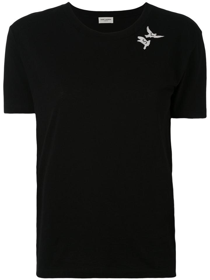 Saint Laurent - Embroidered T-shirt - Women - Cotton - M, Black, Cotton