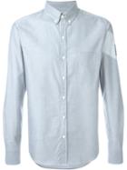 Moncler Gamme Bleu Logo Button Down Shirt, Men's, Size: 2, Grey, Cotton