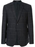 Emporio Armani Textured Checked Blazer Jacket - Grey