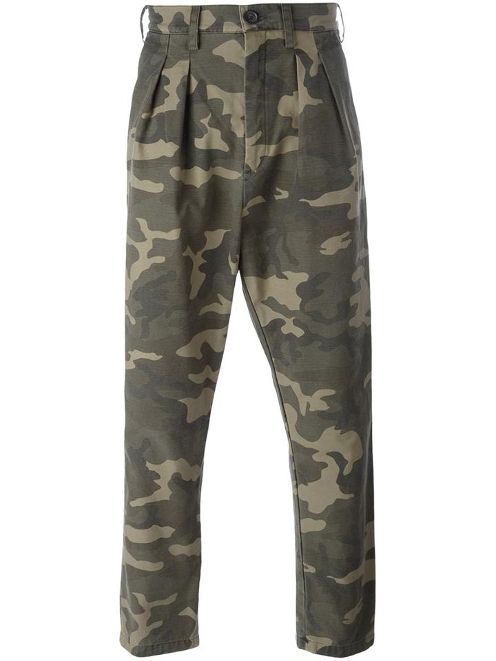 Faith Connexion Camouflage Print Trousers, Men's, Size: Medium, Green, Cotton