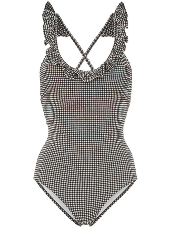 Miu Miu Tie Back Scoop Neck Swimsuit - Black