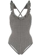 Miu Miu Tie Back Scoop Neck Swimsuit - Black