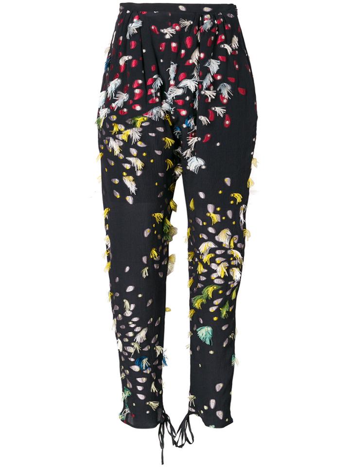 Chloé Floral Tapered Trousers - Black