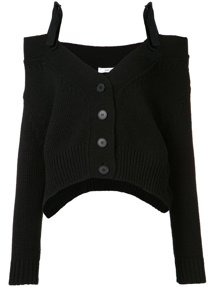 Adeam Shoulder-tie Cardigan, Women's, Size: Medium, Black, Cotton/cashmere