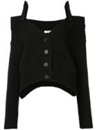 Adeam Shoulder-tie Cardigan, Women's, Size: Medium, Black, Cotton/cashmere
