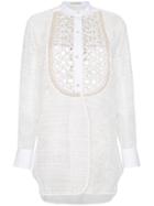 Etro Silk Mirror Embellished Bib Blouse - White