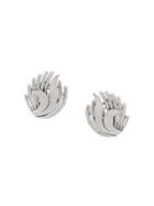Susan Caplan Vintage 1960's Cut-out Shell Earrings - Silver