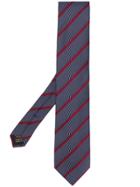 Corneliani Embroidered Striped Tie - Blue