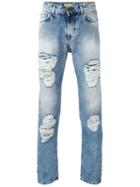 Versace Jeans Distressed Straight Jeans, Men's, Size: 32, Blue, Cotton/polyester