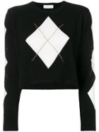Giada Benincasa Cropped Argyle Sweater - Black