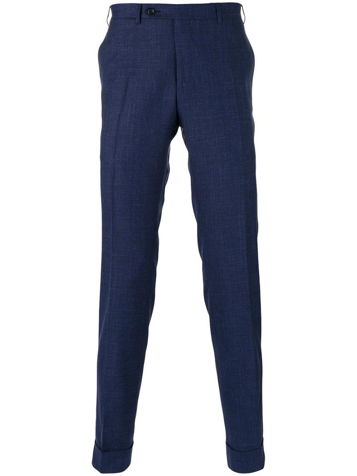 Canali Tailored Trousers, Men's, Size: 50, Blue, Silk/linen/flax/wool