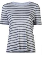T By Alexander Wang - Striped T-shirt - Women - Linen/flax/rayon - Xs, Pink/purple, Linen/flax/rayon