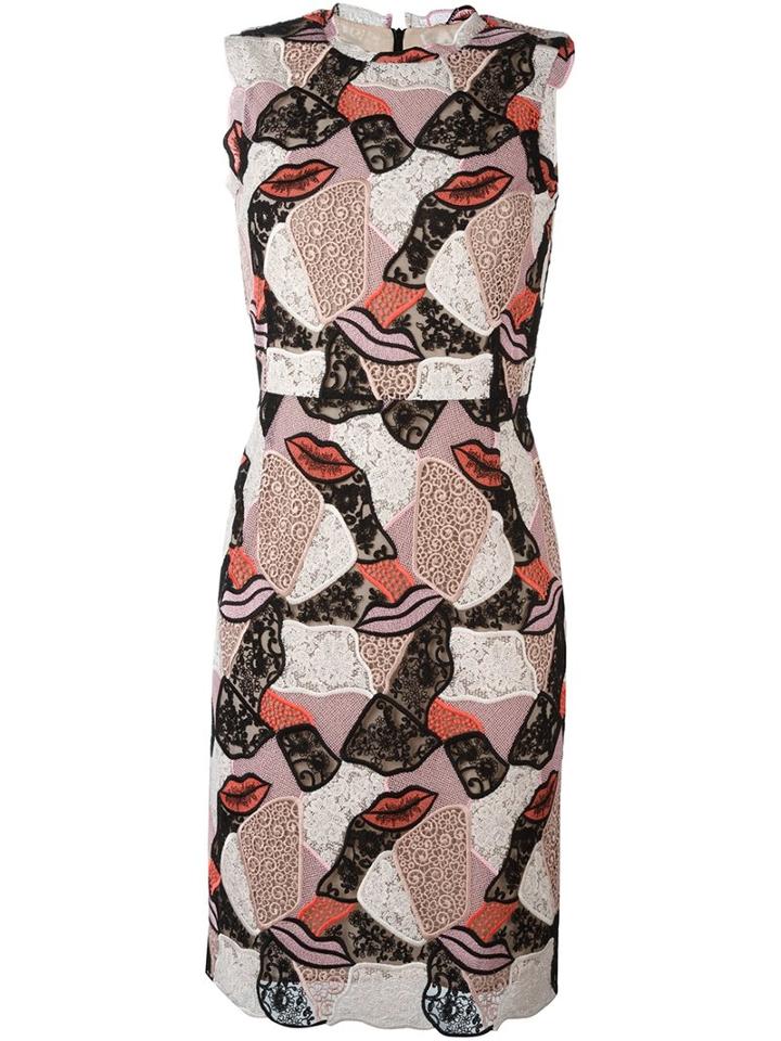 Emilio Pucci Embroidered Lips Sheath Dress